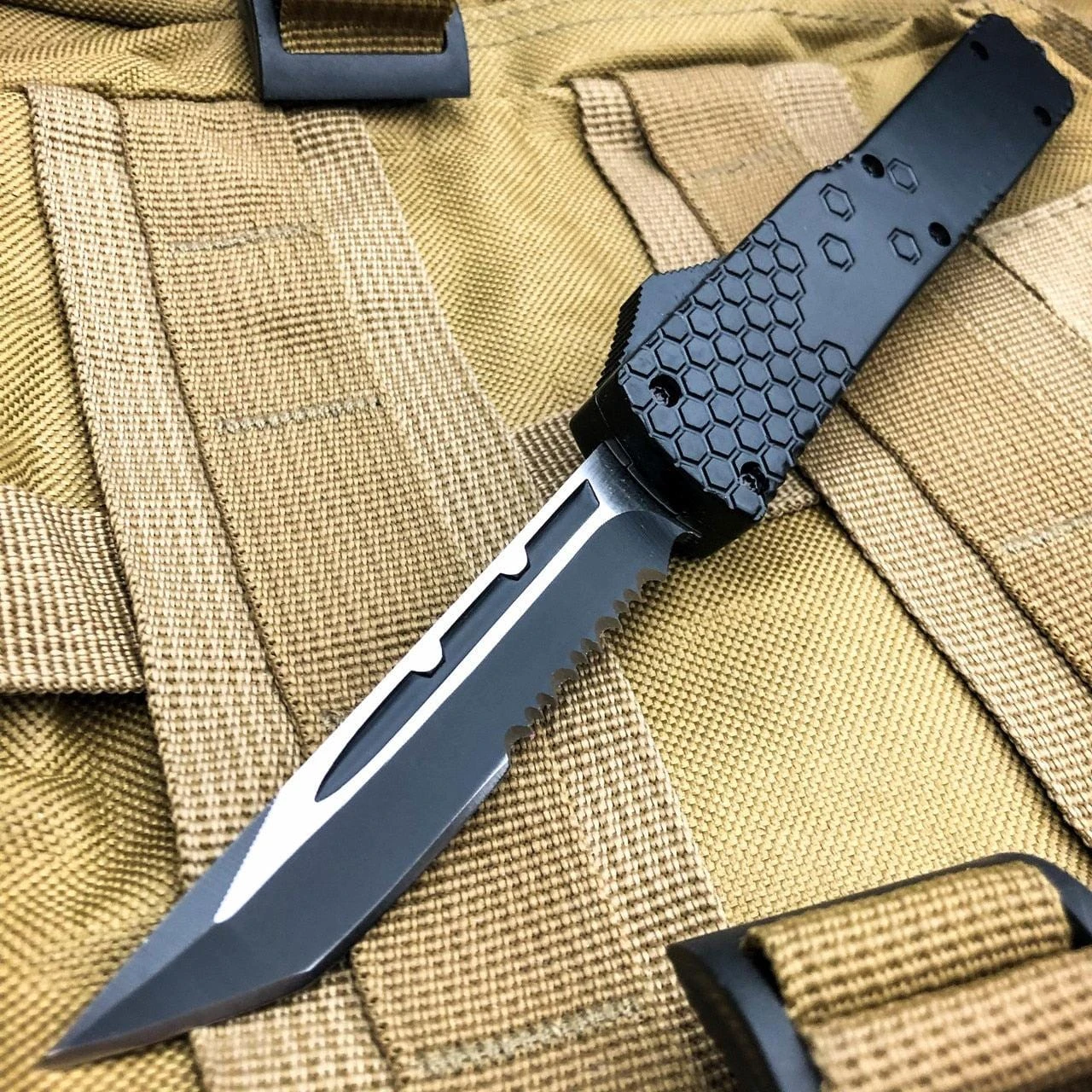8" Black Tanto Blade Commando OTF 3 8" Black Tanto Blade Commando OTF