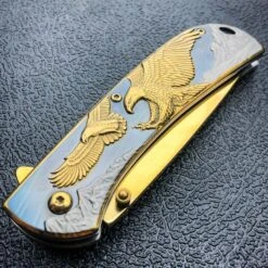 8" Gold BALD EAGLE Titanium Assisted Open Spring Blade Folding Pocket Knife NEW 10 8" Gold BALD EAGLE Titanium Assisted Open Spring Blade Folding Pocket Knife NEW -BLADE ADDICT Sales blade addict pocket knives 8 gold bald eagle titanium assisted open spring blade folding pocket knife new 22542606565575