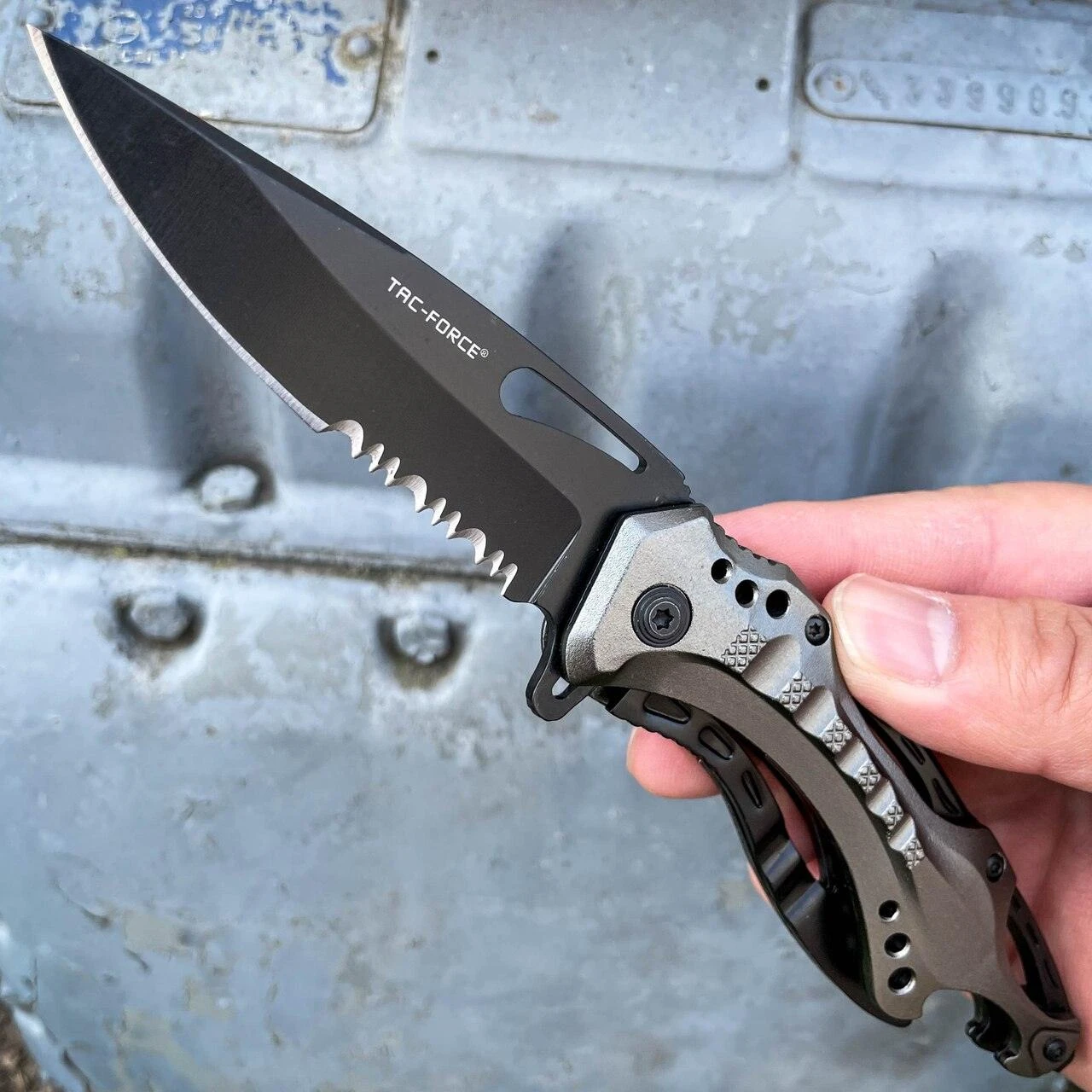 8" TAC FORCE MILITARY GREY SPRING ASSISTED TACTICAL FOLDING KNIFE Blade Pocket 3 8" TAC FORCE MILITARY GREY SPRING ASSISTED TACTICAL FOLDING KNIFE Blade Pocket