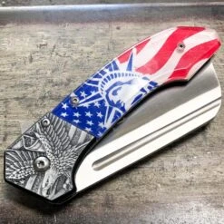 8" USA Flag Liberty Tactical Spring OPEN Assisted CLEAVER Pocket Folding Knife -BLADE ADDICT Sales blade addict pocket knives 8 usa flag liberty tactical spring open assisted cleaver pocket folding knife 21537702576327