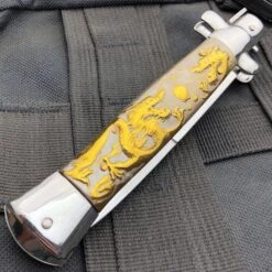 9.5" Italian Style Stiletto Switch Blade Pocket Knife Dragon 20 9.5" Italian Style Stiletto Switch Blade Pocket Knife Dragon -BLADE ADDICT Sales blade addict pocket knives 9 5 italian style stiletto switch blade pocket knife dragon 15507053150296