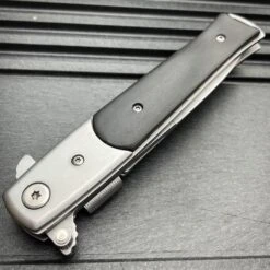 9" Italian Milano Stiletto Tactical Spring Assisted Open Pocket Knife Black WOOD -BLADE ADDICT Sales blade addict pocket knives 9 italian milano stiletto tactical spring assisted open pocket knife black wood 24548666048711