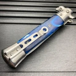9" Premium Italian Milano Stiletto Tactical Spring Assisted Pocket Knife Blue 9 9" Premium Italian Milano Stiletto Tactical Spring Assisted Pocket Knife Blue -BLADE ADDICT Sales blade addict pocket knives 9 premium italian milano stiletto tactical spring assisted pocket knife blue 24548667424967