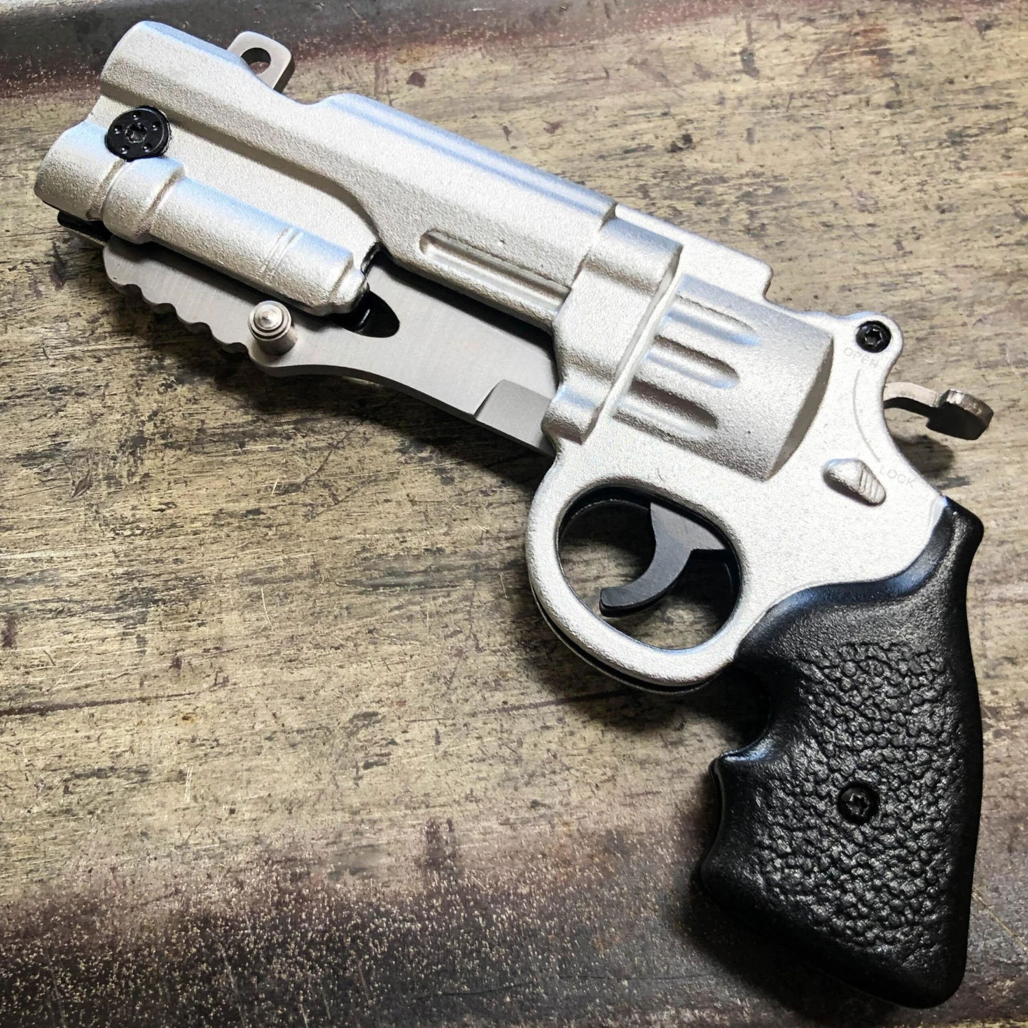 9" REVOLVER Tactical Pistol Replica Gun Spring OPEN Assisted Fold Pocket Knife 7 9" REVOLVER Tactical Pistol Replica Gun Spring OPEN Assisted Fold Pocket Knife - Image 5