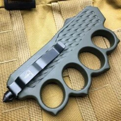 9" Tactical Knuckle OTF Grey 10 9" Tactical Knuckle OTF Grey -BLADE ADDICT Sales blade addict pocket knives 9 tactical knuckle otf grey 15400388100184