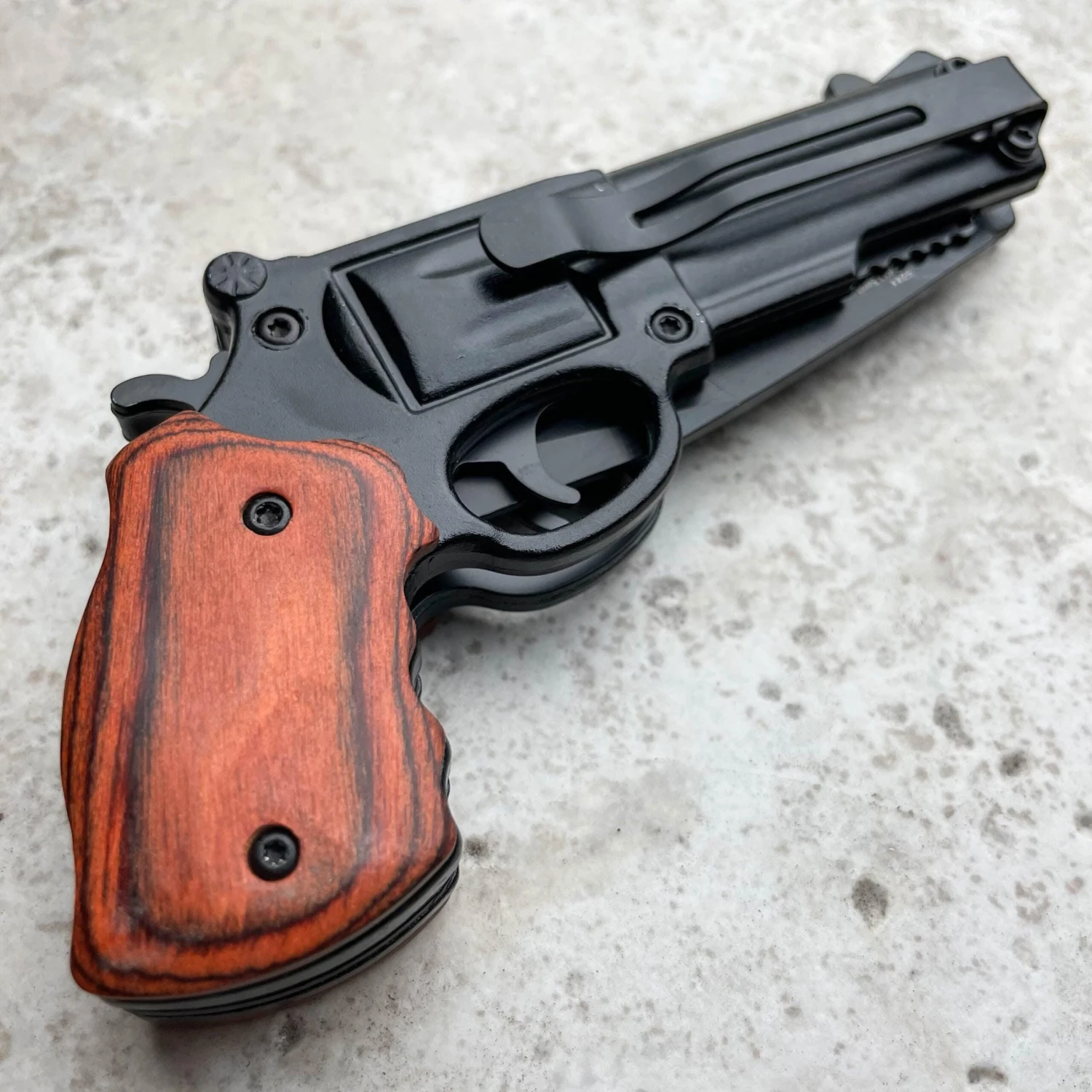 9" Tactical REVOLVER Pistol Replica Gun Spring OPEN Assisted Fold Pocket Knife 9 9" Tactical REVOLVER Pistol Replica Gun Spring OPEN Assisted Fold Pocket Knife - Image 7