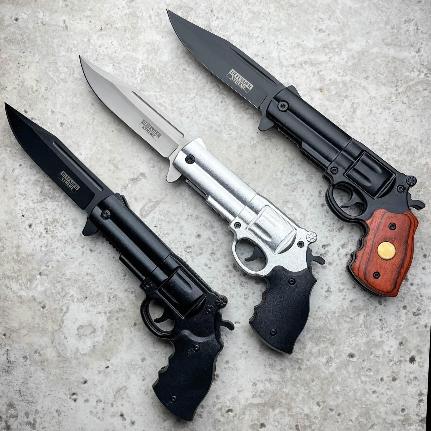 9" Tactical REVOLVER Pistol Replica Gun Spring OPEN Assisted Fold Pocket Knife 3 9" Tactical REVOLVER Pistol Replica Gun Spring OPEN Assisted Fold Pocket Knife