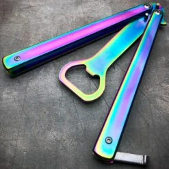 RAINBOW Bottle Opener Butterfly Balisong Trainer Knife Training Blade Practice -BLADE ADDICT Sales blade addict pocket knives a rainbow bottle opener butterfly balisong trainer knife training blade practice 21537709031623