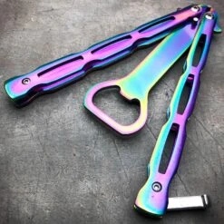 RAINBOW Bottle Opener Butterfly Balisong Trainer Knife Training Blade Practice -BLADE ADDICT Sales blade addict pocket knives b rainbow bottle opener butterfly balisong trainer knife training blade practice 21537709162695