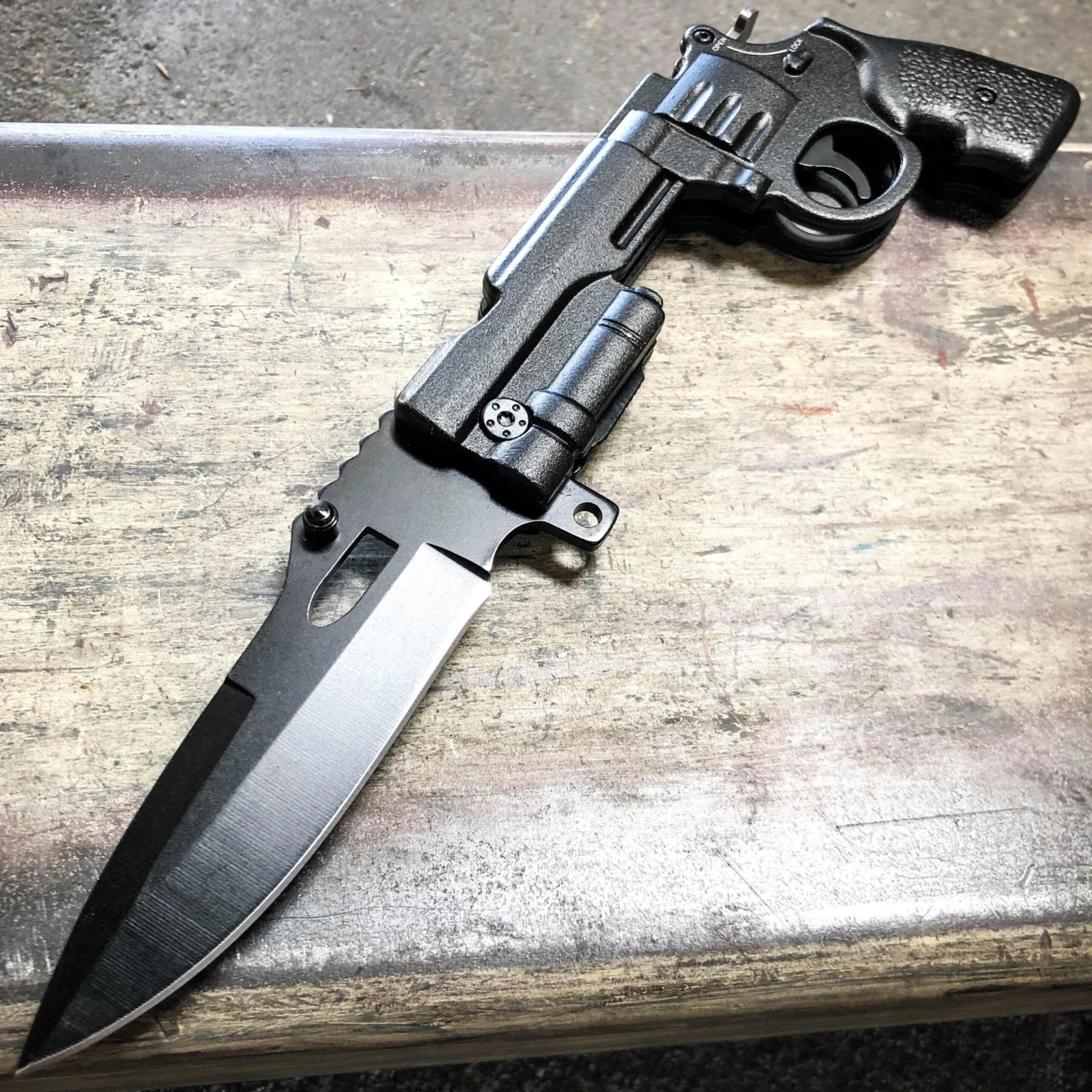 9" REVOLVER Tactical Pistol Replica Gun Spring OPEN Assisted Fold Pocket Knife 9 9" REVOLVER Tactical Pistol Replica Gun Spring OPEN Assisted Fold Pocket Knife - Image 7