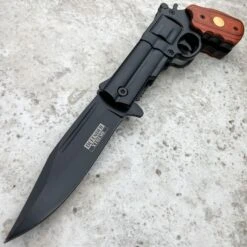 9" Tactical REVOLVER Pistol Replica Gun Spring OPEN Assisted Fold Pocket Knife 16 9" Tactical REVOLVER Pistol Replica Gun Spring OPEN Assisted Fold Pocket Knife -BLADE ADDICT Sales blade addict pocket knives black w brown 9 tactical revolver pistol replica gun spring open assisted fold pocket knife 24411837006023
