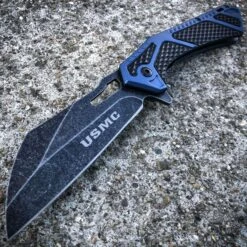 8.75" USMC Marines Military Spring Open Assisted Folding Pocket Knife Blade 18 8.75" USMC Marines Military Spring Open Assisted Folding Pocket Knife Blade -BLADE ADDICT Sales blade addict pocket knives blue 8 75 usmc marines military spring open assisted folding pocket knife blade 23017096904903