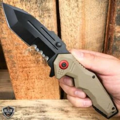 8.5" Tactical Tracker Spring Open Assisted Folding Pocket Knife -BLADE ADDICT Sales blade addict pocket knives brown 8 5 tactical tracker spring open assisted folding pocket knife 15400423358552
