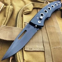 Black Ballistic Switch Blade Pocket Knife -BLADE ADDICT Sales blade addict pocket knives c black ballistic switch blade pocket knife 15507127763032