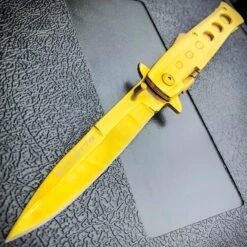 9" Limited Edition Stiletto Spring Open Assisted Folding Pocket Knife Tactical -BLADE ADDICT Sales blade addict pocket knives gold 9 limited edition stiletto spring open assisted folding pocket knife tactical 15507554467928