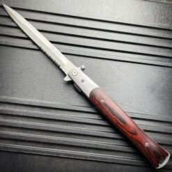 MILSPEC 13" Extra Large Spring Assisted Open STILETTO HARDWOOD Pocket Knife NEW -BLADE ADDICT Sales blade addict pocket knives milspec 13 extra large spring assisted open stiletto hardwood pocket knife new 24411724972231