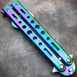 RAINBOW Bottle Opener Butterfly Balisong Trainer Knife Training Blade Practice -BLADE ADDICT Sales blade addict pocket knives rainbow bottle opener butterfly balisong trainer knife training blade practice 21537709064391