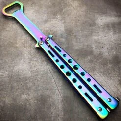 RAINBOW Bottle Opener Butterfly Balisong Trainer Knife Training Blade Practice -BLADE ADDICT Sales blade addict pocket knives rainbow bottle opener butterfly balisong trainer knife training blade practice 21537709195463