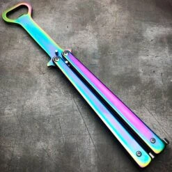 RAINBOW Bottle Opener Butterfly Balisong Trainer Knife Training Blade Practice -BLADE ADDICT Sales blade addict pocket knives rainbow bottle opener butterfly balisong trainer knife training blade practice 21537709228231