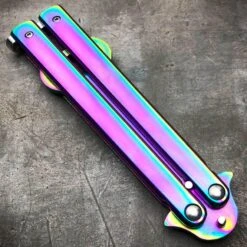 RAINBOW Bottle Opener Butterfly Balisong Trainer Knife Training Blade Practice -BLADE ADDICT Sales blade addict pocket knives rainbow bottle opener butterfly balisong trainer knife training blade practice 21537709293767