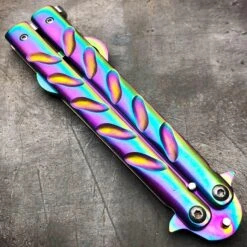 RAINBOW Bottle Opener Butterfly Balisong Trainer Knife Training Blade Practice -BLADE ADDICT Sales blade addict pocket knives rainbow bottle opener butterfly balisong trainer knife training blade practice 21537709326535