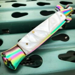 Rainbow Italian Stiletto Switch Blade Pocket Knife 10 Rainbow Italian Stiletto Switch Blade Pocket Knife -BLADE ADDICT Sales blade addict pocket knives rainbow italian stiletto switch blade pocket knife 15730391023704