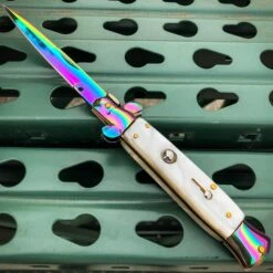 Rainbow Italian Stiletto Switch Blade Pocket Knife 9 Rainbow Italian Stiletto Switch Blade Pocket Knife -BLADE ADDICT Sales blade addict pocket knives rainbow italian stiletto switch blade pocket knife 15730391056472