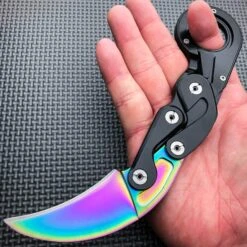 Self Defense Quick Karambit Knife -BLADE ADDICT Sales blade addict pocket knives rainbow self defense quick karambit knife 37111745282262
