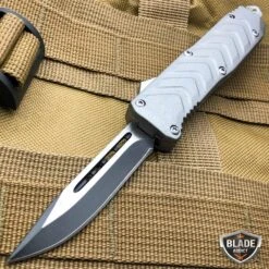 6.75" Blitz Combat Tactical OTF -BLADE ADDICT Sales blade addict pocket knives silver clip point 6 75 blitz combat tactical otf 15400393048152