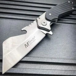 M-TECH TACTICAL Assisted Open Pocket CLEAVER RAZOR Folding Knife Bottle Opener -BLADE ADDICT Sales blade addict pocket knives silver m tech tactical assisted open pocket cleaver razor folding knife bottle opener 24347877081287