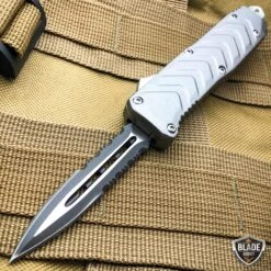 6.75" Blitz Combat Tactical OTF -BLADE ADDICT Sales blade addict pocket knives silver serrated blade 6 75 blitz combat tactical otf 15400393080920