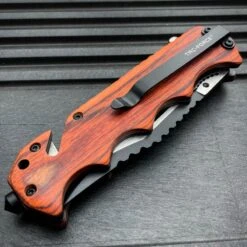TAC FORCE Tactical Rescue Folding Pocket Knife Spring Assisted Opening Wood NEW -BLADE ADDICT Sales blade addict pocket knives tac force tactical rescue folding pocket knife spring assisted opening wood new 23895431119047