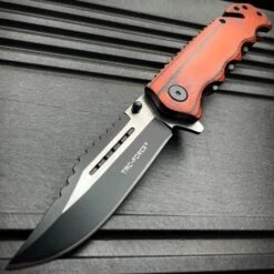 TAC FORCE Tactical Rescue Folding Pocket Knife Spring Assisted Opening Wood NEW