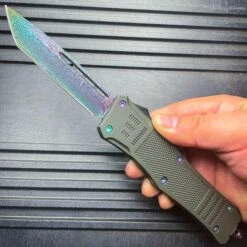 9" Damascus Rainbow STEEL Ghost OTF Tactical Pocket Knife 17 9" Damascus Rainbow STEEL Ghost OTF Tactical Pocket Knife -BLADE ADDICT Sales blade addict pocket knives tanto blade 9 damascus rainbow steel ghost otf tactical pocket knife 24065878098119