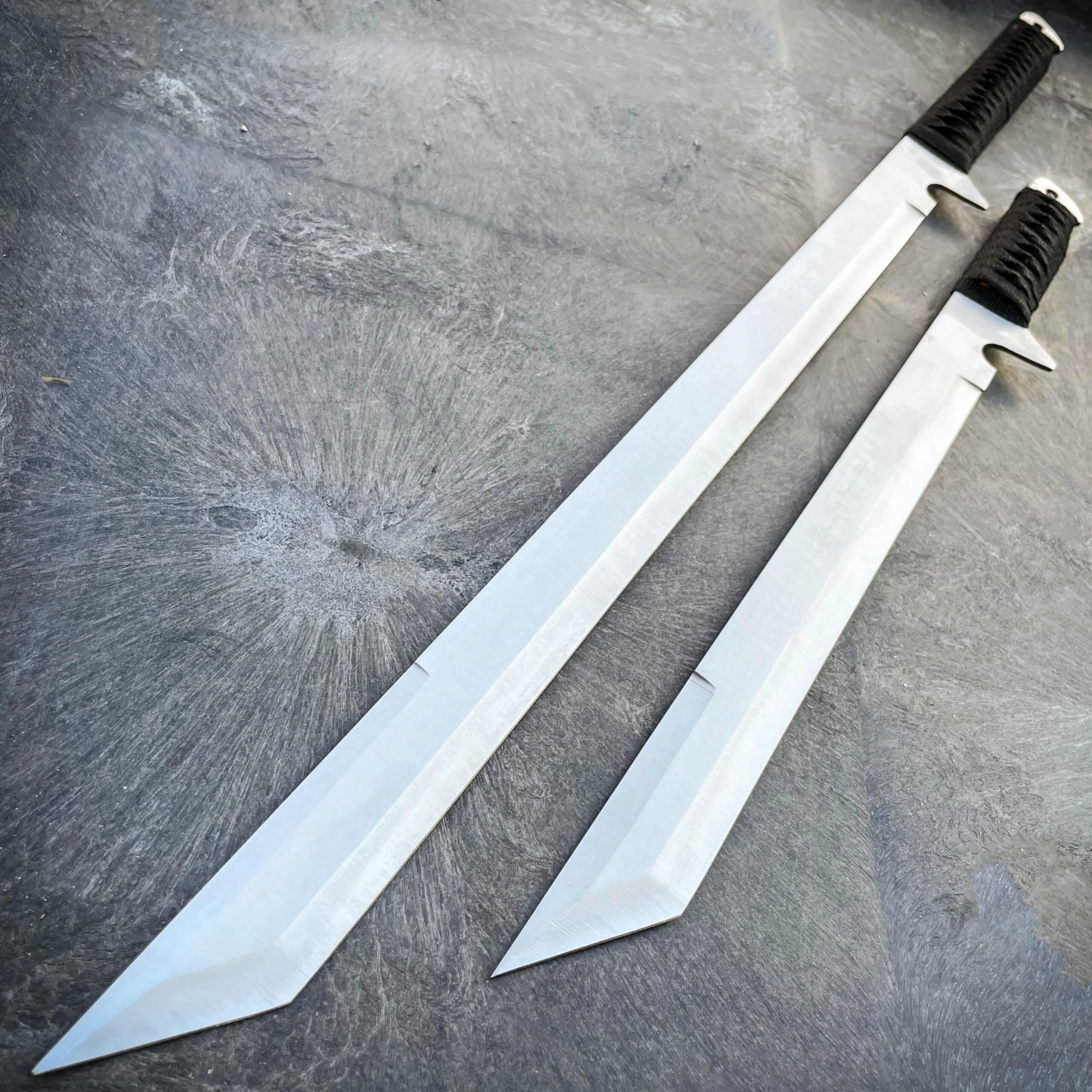 27" & 18" NINJA SILVER SWORD SET Samurai Machete COMBAT FANTASY KNIFE Sheath NEW 3 27" & 18" NINJA SILVER SWORD SET Samurai Machete COMBAT FANTASY KNIFE Sheath NEW