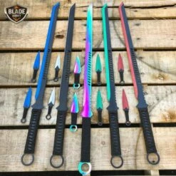 27" Ninja Sword TANTO BLADE Machete W/ 2 Throwing Knife Full Tang