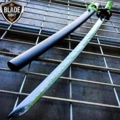 ZOMBIE HUNTER GREEN Katana NINJA SAMURAI Sword BIOHAZARD TSUBA Carbon Steel
