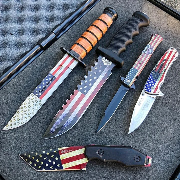 5PC AMERICAN USA FLAG PATRIOTIC KNIFE SET 3 5PC AMERICAN USA FLAG PATRIOTIC KNIFE SET