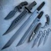 9PC Black Tactical Fixed Blade Sword Machete Axe Hatchet Karambit Knife Set -BLADE ADDICT Sales blade addict tactical set 9pc black tactical fixed blade sword machete axe hatchet karambit knife set 29031780024519