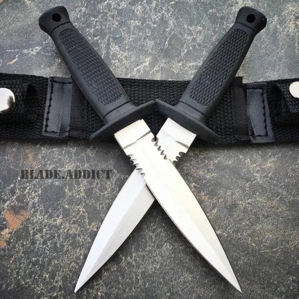2PC 7" Military Tactical Combat Throwing Knife Dagger Set Hunting Ninja Naruto 3 2PC 7" Military Tactical Combat Throwing Knife Dagger Set Hunting Ninja Naruto