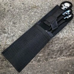 3PC BLACK SKULL 9" Military Tactical Kunai Throwing Knife Fixed Blade + Sheath -BLADE ADDICT Sales blade addict throwing knives 3pc black skull 9 military tactical kunai throwing knife fixed blade sheath 15730383388760