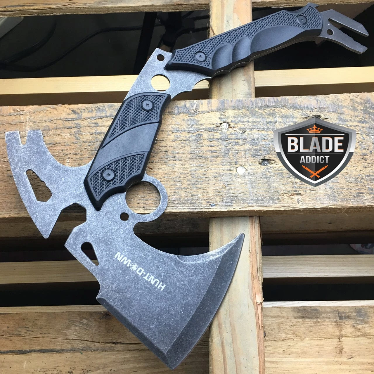 13" SURVIVAL TOMAHAWK TACTICAL THROWING AXE STONEWASH BATTLE Hatchet 4 13" SURVIVAL TOMAHAWK TACTICAL THROWING AXE STONEWASH BATTLE Hatchet - Image 2