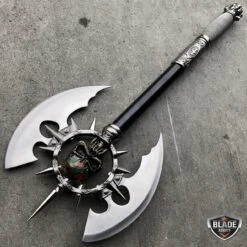 25" Medieval Fantasy Death Skull Skeleton Chaser Gothic Battle Axe -BLADE ADDICT Sales bladeaddictknives axes 25 medieval fantasy death skull skeleton chaser gothic battle axe 3904583401560