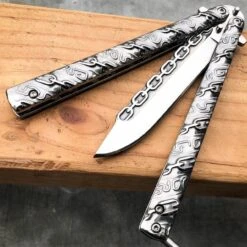 8.75" Fantasy Chain Tactical Balisong Butterfly Knife -BLADE ADDICT Sales bladeaddictknives butterfly knife 8 75 fantasy chain tactical balisong butterfly knife 15249595793496