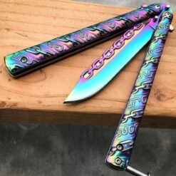 8.75" Fantasy Chain Tactical Balisong Butterfly Knife -BLADE ADDICT Sales bladeaddictknives butterfly knife 8 75 fantasy chain tactical balisong butterfly knife 37077985788118