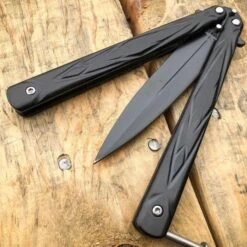 Battle Balisong Butterfly Knife -BLADE ADDICT Sales bladeaddictknives butterfly knife black battle balisong butterfly knife 15249606279256