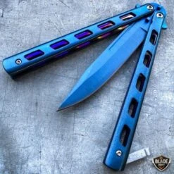 Striker Balisong Butterfly Knife -BLADE ADDICT Sales bladeaddictknives butterfly knife blue striker balisong butterfly knife 12786682167384