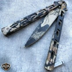 Striker Balisong Butterfly Knife -BLADE ADDICT Sales bladeaddictknives butterfly knife camo striker balisong butterfly knife 12786682036312