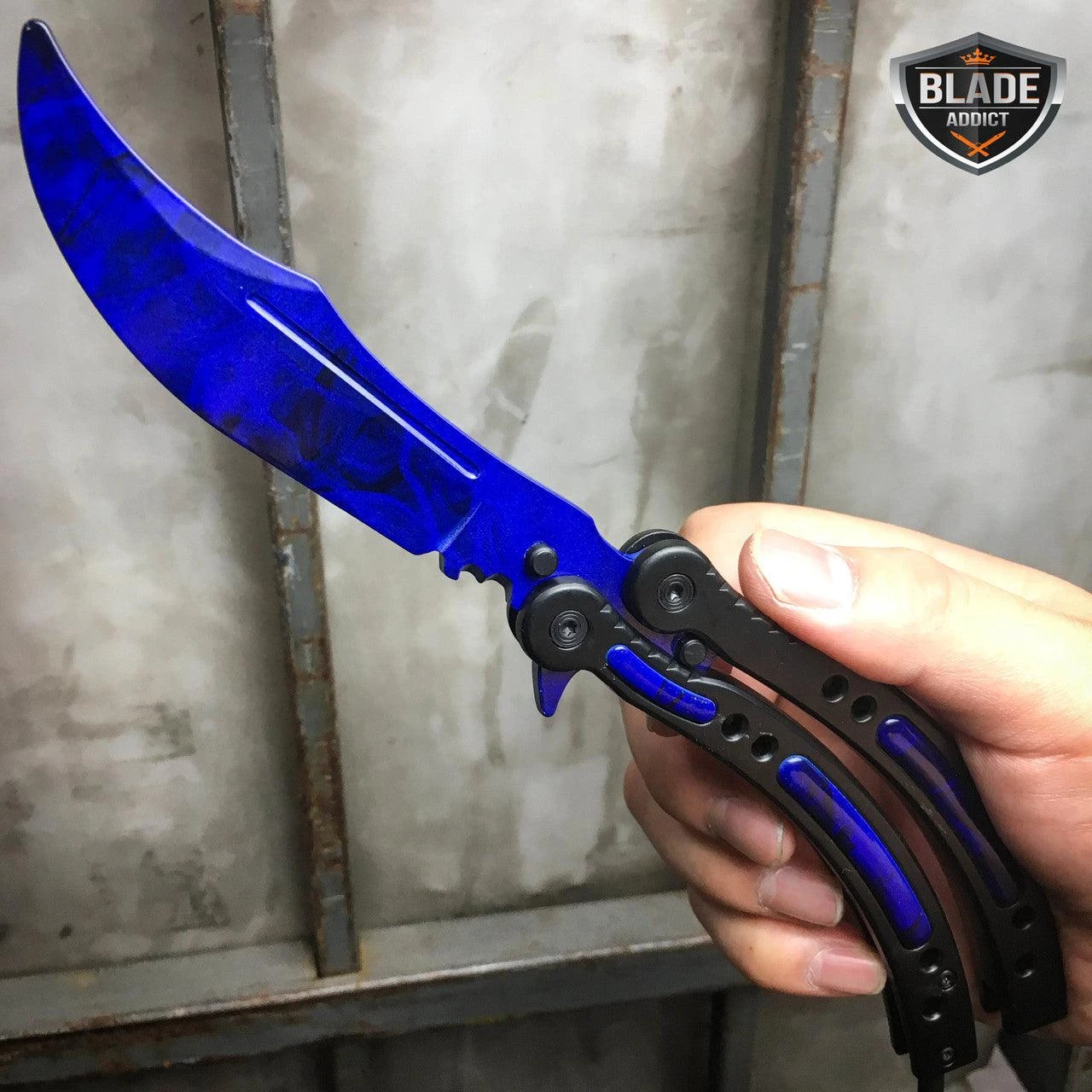 CSGO BLUE SAPPHIRE Butterfly Balisong Practice Knife Combat Trainer 3 CSGO BLUE SAPPHIRE Butterfly Balisong Practice Knife Combat Trainer