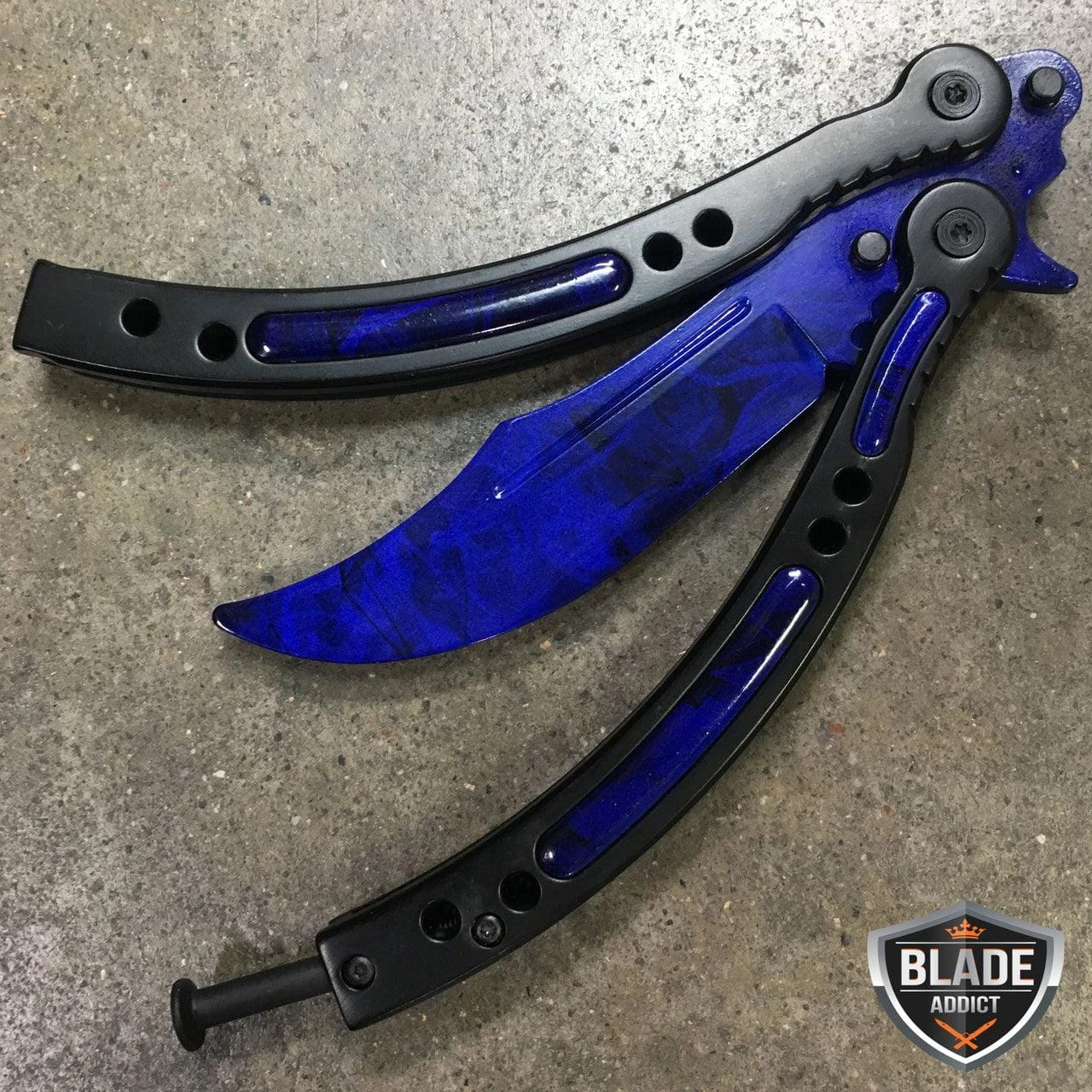 CSGO BLUE SAPPHIRE Butterfly Balisong Practice Knife Combat Trainer 5 CSGO BLUE SAPPHIRE Butterfly Balisong Practice Knife Combat Trainer - Image 3